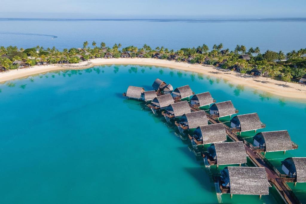Fiji Marriott Resort Momi Bay Water Bungalows from Above