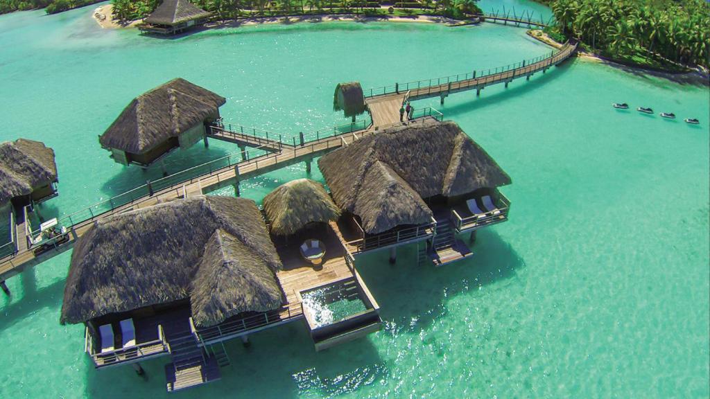 Four Seasons Resort Bora Bora - Water Bungalows from Above