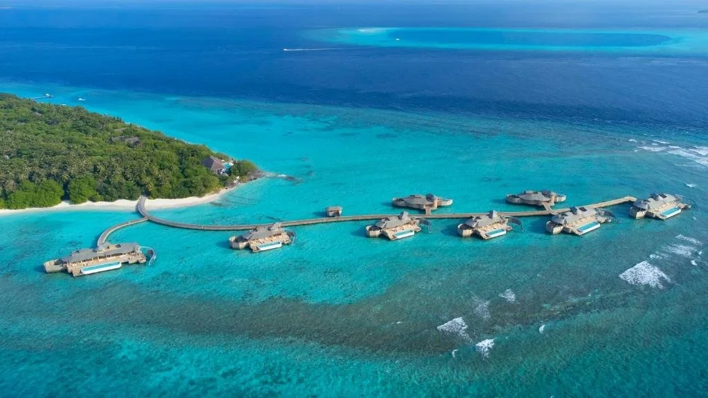 Soneva Fushi - Water Bungalows Areal View